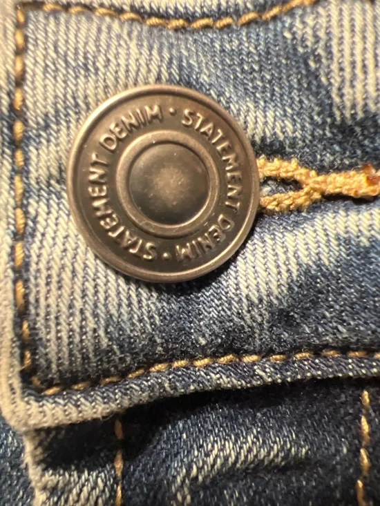 Statement Denim Mini Skirt - Light Wash - Size 5/27 - Picture 5 of 8